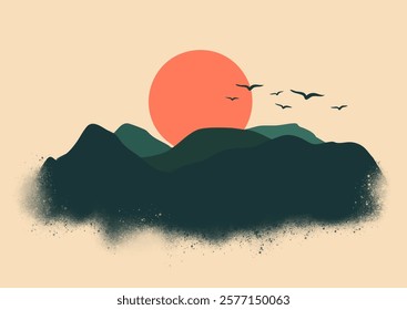 Japanese themed zen style landscape design background 