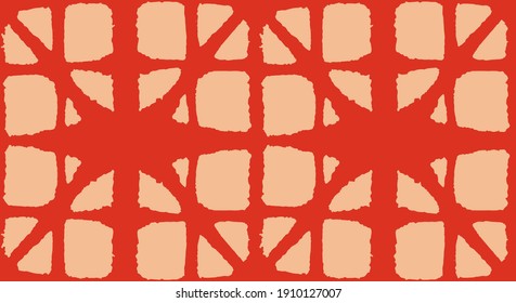 Japanese Tie Dye Seamless Pattern. Luxurious Japanese Clothes Texture. Geometric Bohemian Asian Tie Dye Design. Bohemian Kimono Fabric. Deco Shell Shape Pattern Vintage Shibori Seamless Pattern.