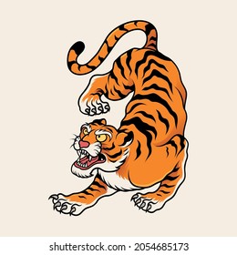 Japanese tiger tattoo vector illustration