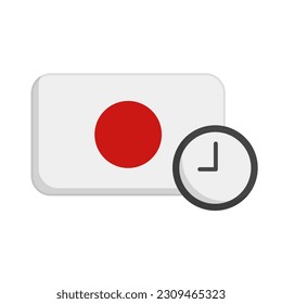 Japanese time icon. Japanese flag and clock. Vector.