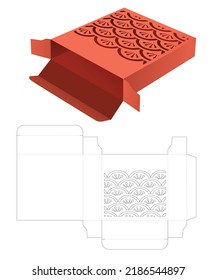 Japanese tin square box die cut template and 3D mockup