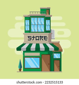 Japanese tokyo store with flat design illustration