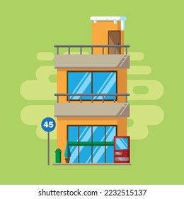 Japanese tokyo store with flat design illustration