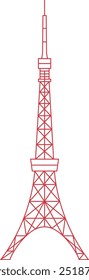 Ilustração simples da torre de tóquio japonesa