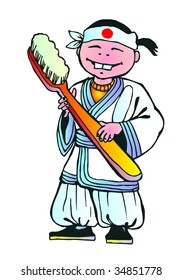 Japanese with toothbrush
