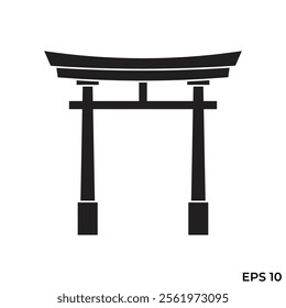 japanese tori gate flat icon vector