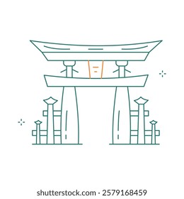 Japanese Tori Gate Religious Vector Icon Design