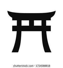 Japanese Torii Gate black silhouette icon - Vector high quality editable illustration 