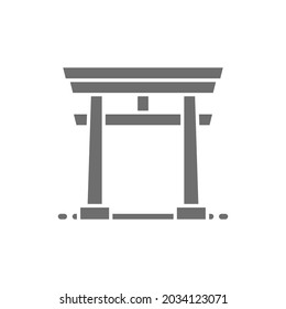 Japanese Torii gate grey icon. Isolated on white background