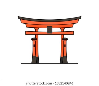 Japanese torii gate icon. isolated on white background