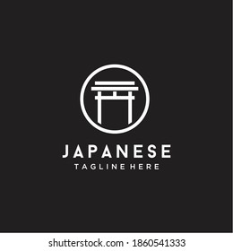Japanese torii gate icon vector logo design in linear style