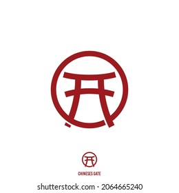 Japanese torii gate icon vector logo