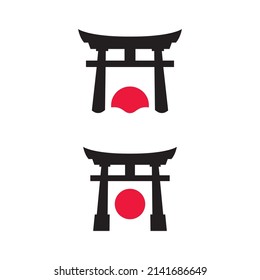 Japanese Torii gate illustration, simple Torii gate sign logo design vector