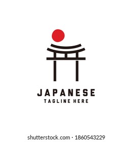 Japanese torii gate linear icon vector logo design in linear style
