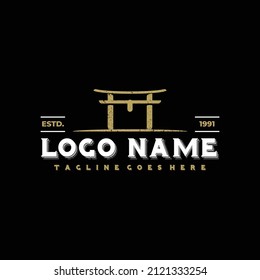Japanese torii gate logo design inspiration. Vector Illustration