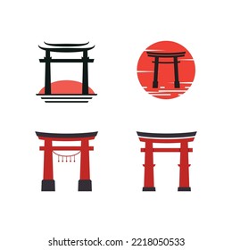 Japanese torii gate logo design vector illustration