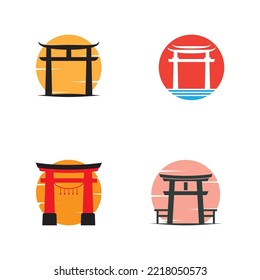 Japanese torii gate logo design vector illustration