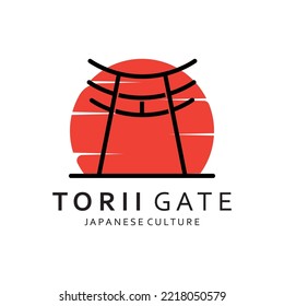 Japanese torii gate logo design vector illustration