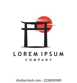 Japanese torii gate logo design vector illustration