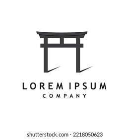 Japanese torii gate logo design vector illustration