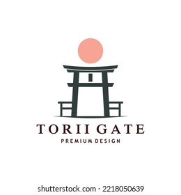 Japanese torii gate logo design vector illustration