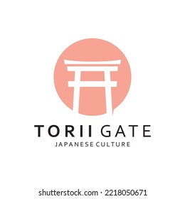 Japanese torii gate logo design vector illustration