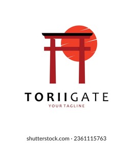 Japanese torii gate logo design vector illustration