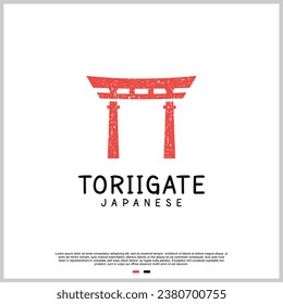 Japanese torii gate logo design template with creative concept Premium Vector