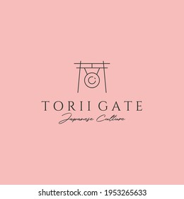 japanese torii gate minimal logo symbol vector illustration design