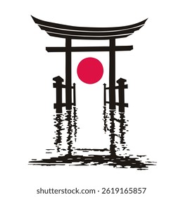 Japanese torii gate and reflection
