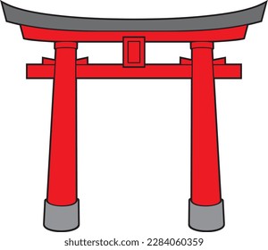 Japanese Torii Gate. Shinto Vector Icon.