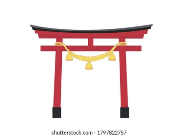 Japanese torii gate with straw festoon.