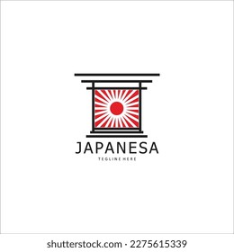 Japanisches Tor und Sonnensymbol, Vektorgrafik Design