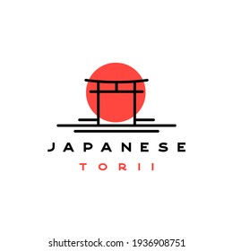 Japanese Torii Gate Temple Logo Vector Illustration