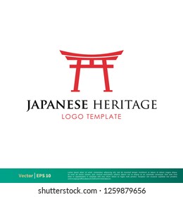 Japanese Torii Gate Vector Icon Logo Template Illustration Design. Vector EPS 10.