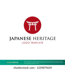 Japanese Torii Gate Vector Icon Logo Template Illustration Design. Vector EPS 10.