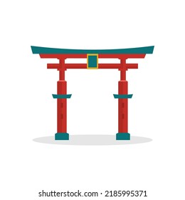 Vector, icono, arte y diseño plano de la puerta del torii japonés. 