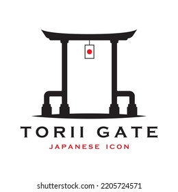 japanese torii gate vector and illustration with slogan template