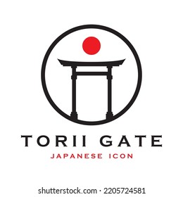 japanese torii gate vector and illustration with slogan template