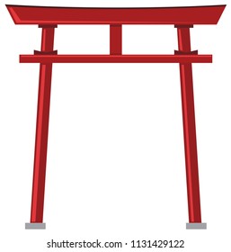 Un torii japonés sobre ilustración de fondo blanco Vector de stock