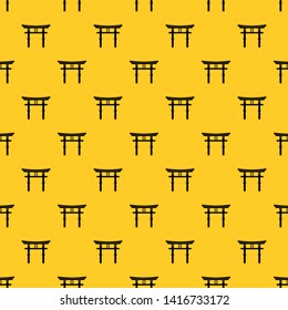 Japanese torii pattern seamless vector repeat geometric yellow for any design