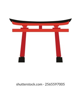 Japanese torii shrine archway design vector illustration