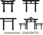 Japanese Torri Gate Silhouette Vector Graphic Pack