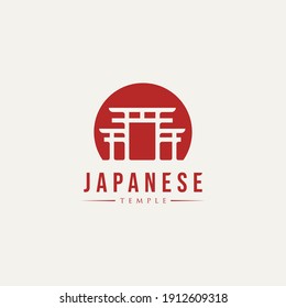 japanese torri gate temple logo vector illustration design. simple asian traditional landmark logo concept