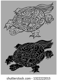 Japanese tortoise vector Lucky Chainese animal isolate   outline vector 