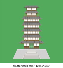 japanese tower old style vector illustration eps10