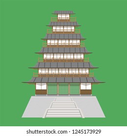 japanese tower wood brown color vector illustration eps10