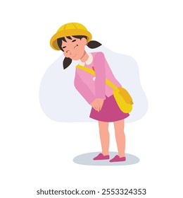 japanese tradition kindergarten girl in uniform bowing with thank you gesture