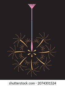 Japanese tradition, sparkler icon illustration main line black background simple and cute illustration icon of summer image