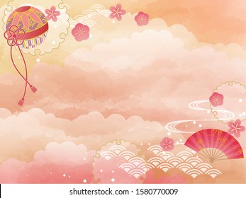 Antecedentes tradicionales japoneses con nubes